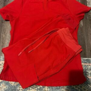 Red Women's Scrub Set Jogger